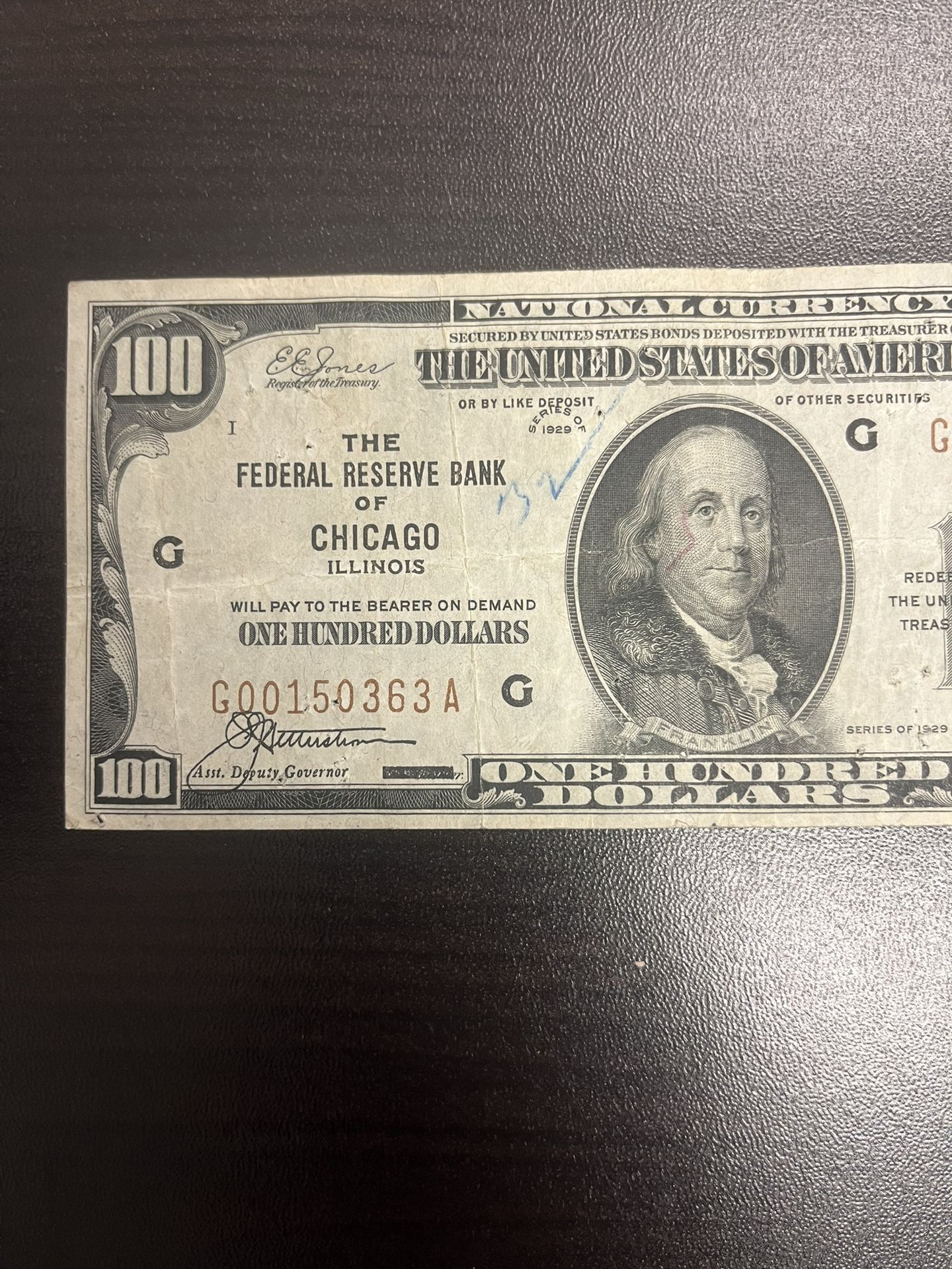 1929 $100 Chicago Illinois Federal Reserve Note