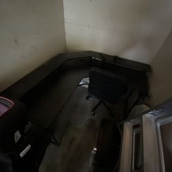 Wooden Desk & Rolling Chair