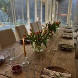 STUNNING Designer Solid Wood Dining Room Table With Chairs 
