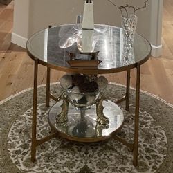 42 Inch Round Mirrored And Gold Henderdon Table