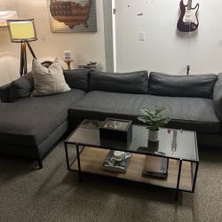 Four Hands Charcoal/ Dark Grey Sectional L Couch