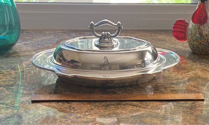 High quality silver-plate lidded serving dish