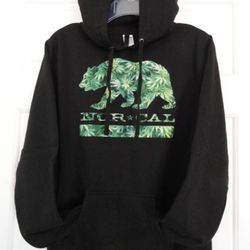 NorCal Bear Weed Leaf Pullover Hoodie Jacket Black Medium