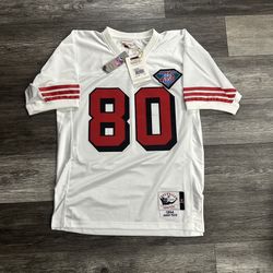 Men’s Mitchell And Ness San Francisco 49ers Jerry Rice Jersey White Large 75th Anniversary 