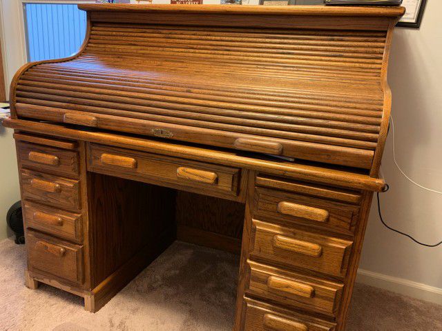 Roll Top Desk And File Cabinet