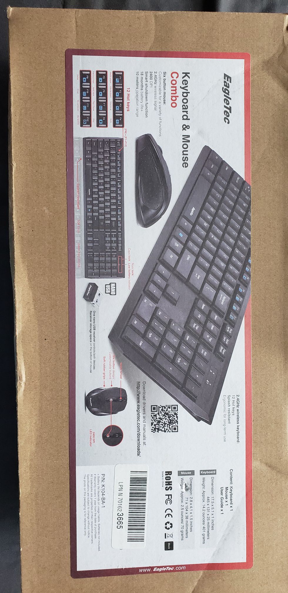 EagleTec wireless keyboard and mouse