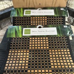 🌿 Bamboo 54” Table Runner — Black Check Pattern — New w/Tags! 🌿