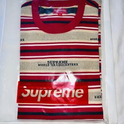 Supreme HQ Stripe S/S Top Red Size Small Deadstock 100% Authentic fW18 Rare Sz