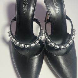 Michael Kors Black Crystal Strap Heels 6.5