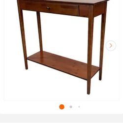 32 in. Mahogany 30 in. Rectangle Bamboo Console Table with Drawer and Shelf