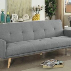Brand New 82" x 43" Gray Fabric Midcentury Sofa Futon