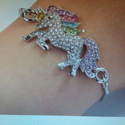 925 Sterling Silver Luxury Unicorn Bracelet With Colorful CZs