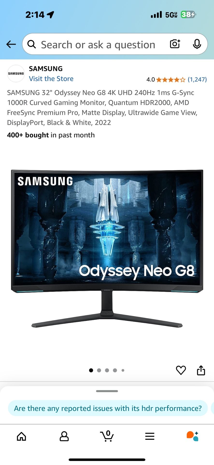 Samsung G8 Neo 4K 240hz 32inch Gaming Monitor