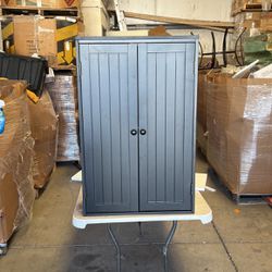 GOOD & GRACIOUS Black Small Storage Cabinet with Adjustable Shelf and Double Doors
