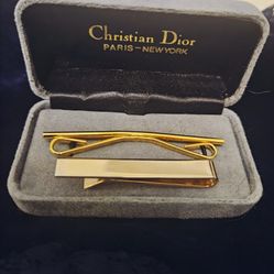 Vintage Christian Dior Gold Tone Clips Original Box Pair
