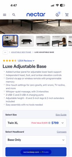 TWIN XL ADJUSTABLE BED FRAME e