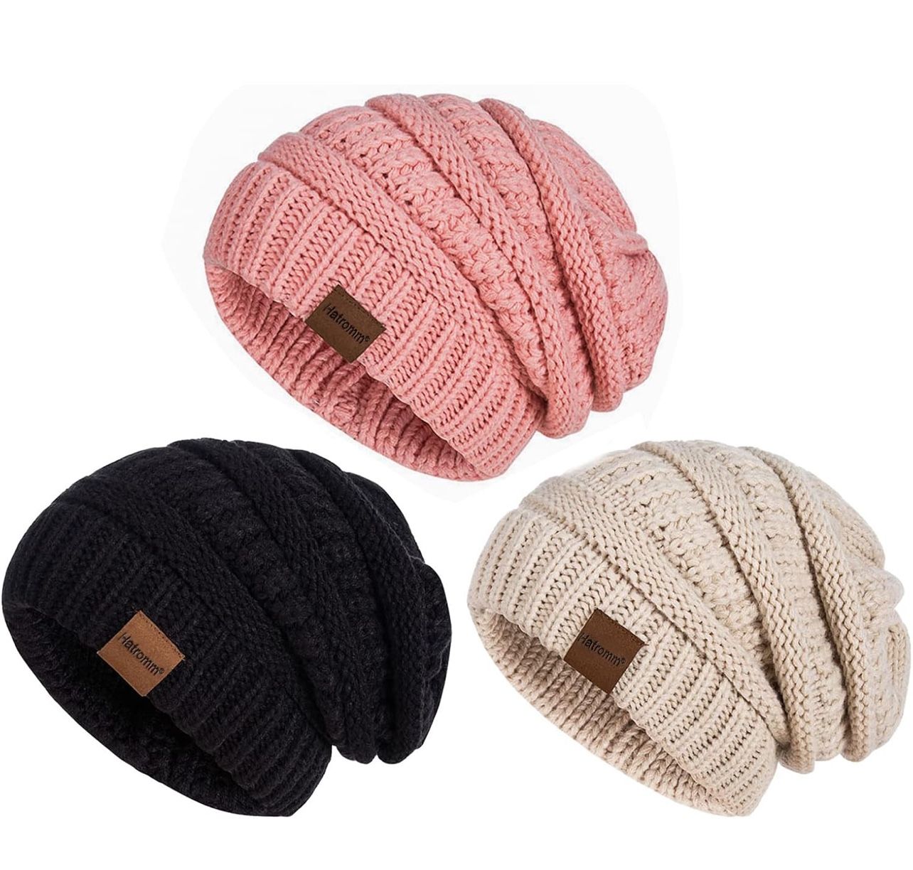 Womens Beanies for Winter 3 Pack, Slouchy Beanies for Women Oversized Knit Warm, Winter Hats for Women Thick for Cold Weather