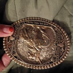 Montana Silversmiths "End of the Trail" Belt Buckle and Leather Belt
