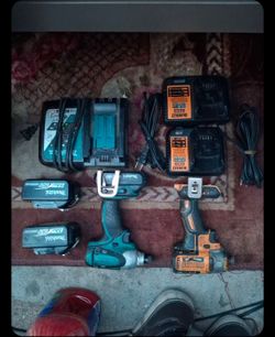 Makita & DeWalt Cordless Drill Set with Chargers and Batteries