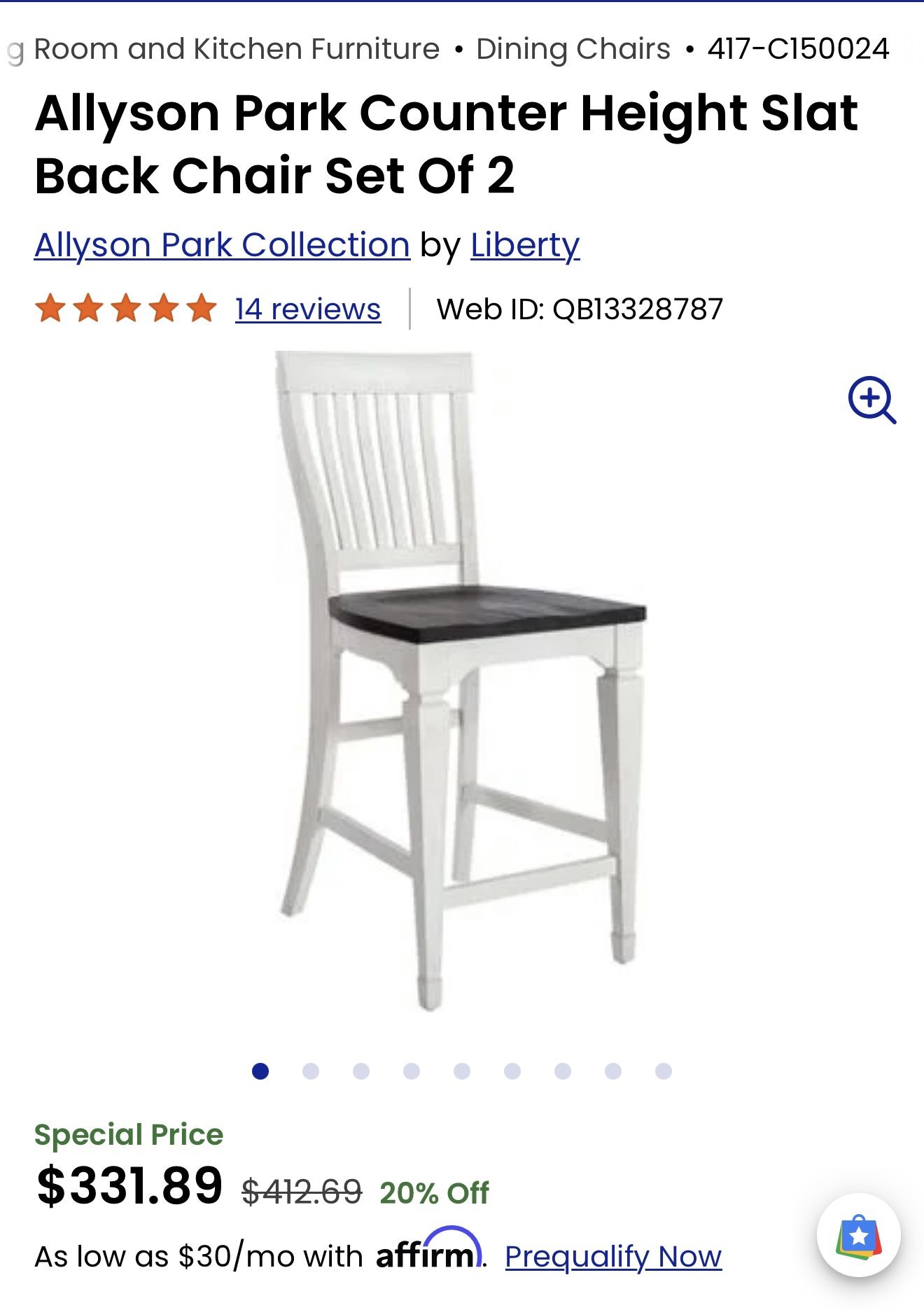 Set of 4 Allyson Park Counter High chairs by Liberty MAKE AN OFFER