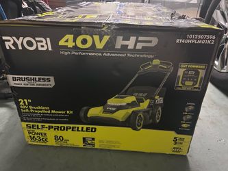 RYOBI 40V HP Brushless 21 in. Cordless Battery Walk Behind Self-Propelled Lawn Mower with (2) 6.0 Ah Batteries and Charger