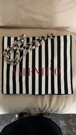 Valentino Striped Canvas Tote-New