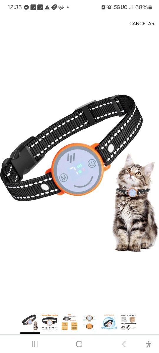 Cat Meowing Stop, Cat Meowing Shock Collar, Smallest and Lightest Cat Training Collar, Cat Meow Collar, 3 Sound Modes to Stop Meowing, Rechargeable,