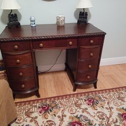 Mahogany Vintage Desk With Chair