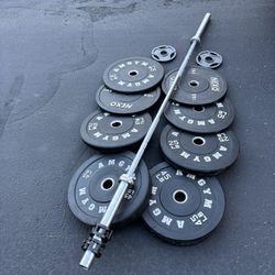 Bumper Weights And Barbell 