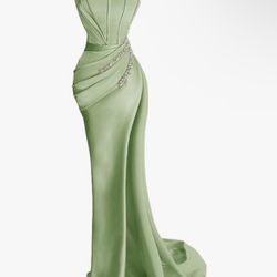 BRAND NEW Sage Green Satin Prom Dress Size 0