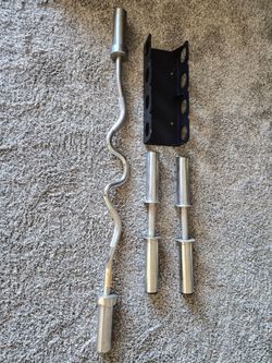 Olympic curl bar, dumbbell bars, wall mount