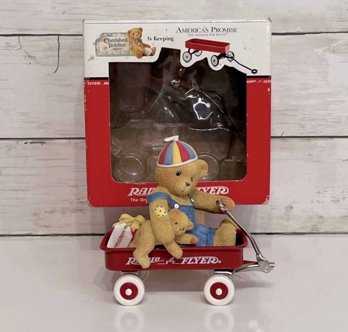 Vintage NIB Enesco Cherished Teddies Radio Flyer Wagon Figurine PRICE FIRM