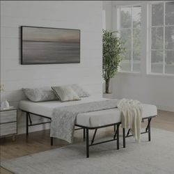 Mainstays King 18" High Profile Foldable Steel Platform Bed Frame with Storage Space Under Frame, No Box Spring Required, Black