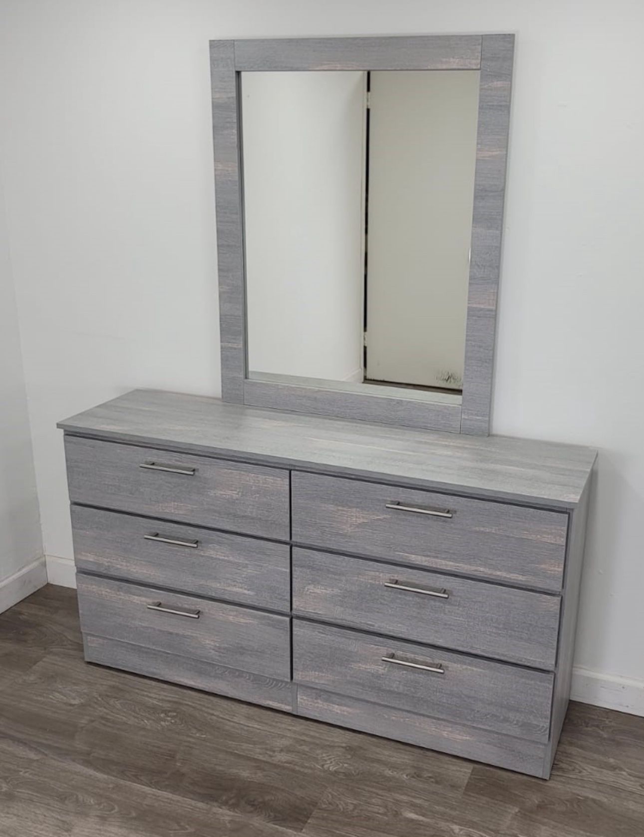 Grey charcoal dresser And Mirror Set 