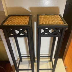 Vintage bamboo plant stands