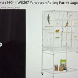 New Yahwetech Rolling Parrot Cage, White Stand(W8297) 