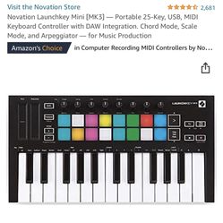 Novation Launchkey Mini [MK3] — Portable 25-Key, USB, MIDI Keyboard Controller with DAW Integration