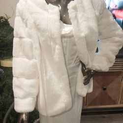 White Foux Fur Evening Jacket 