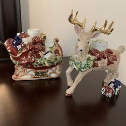 Waterford Candle Holder Reindeer And Sled New 