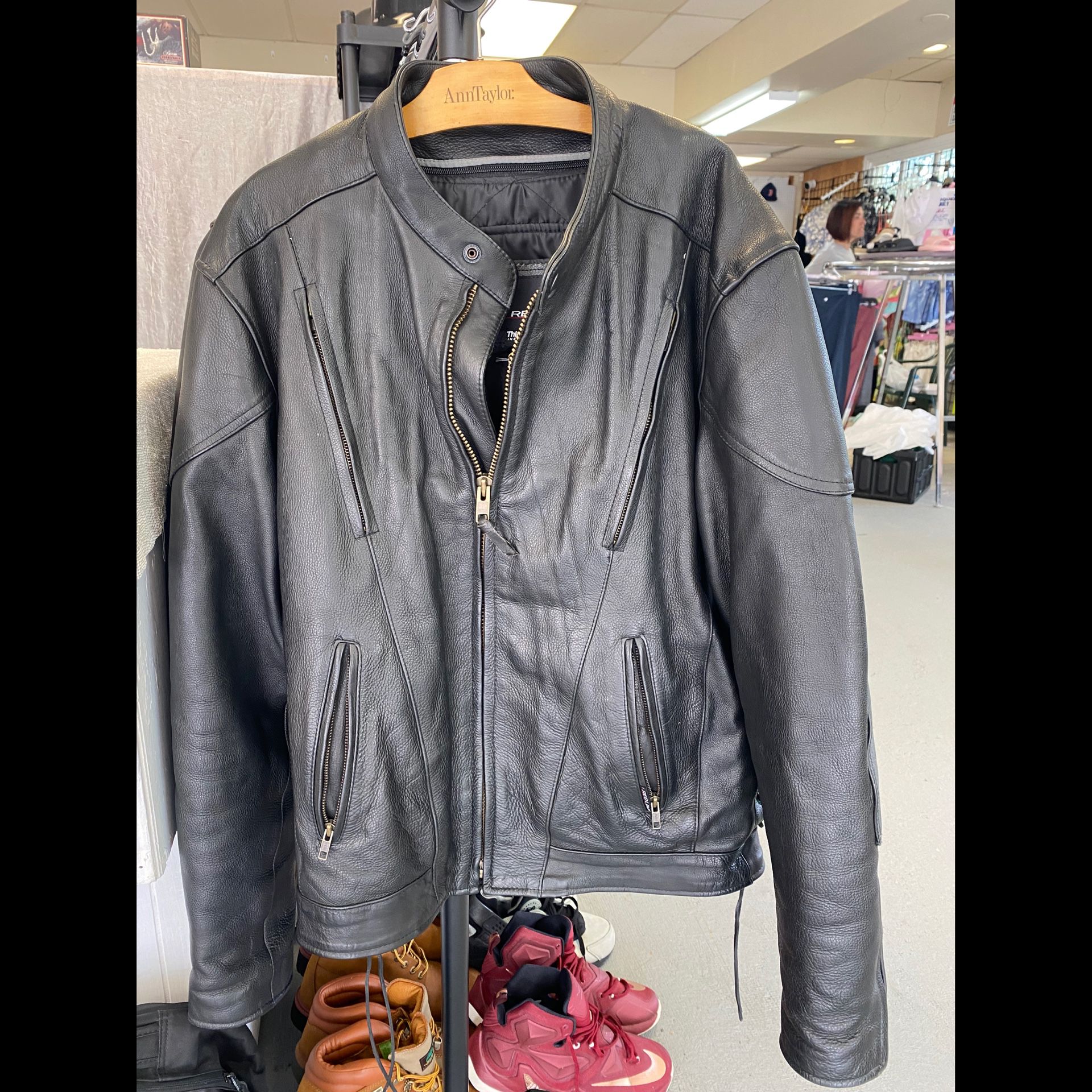 Redline Leather Jacket, Size 46-XL, Black