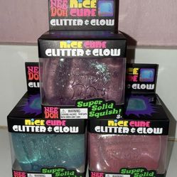 NeeDoh Nice Cube Blue Glitter and Glow Squishy Toy Stress 