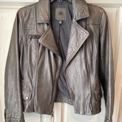 BANANA REPUBLIC Black Leather Jacket Petite Size XS