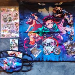 Anime lot .. Pillowcase,Lanyard,Stickers,Face mask and More 