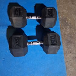 RUBBER COATED DUMBBELL 70LBS 