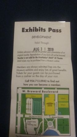 Exhibit pass for Museum of Discovery