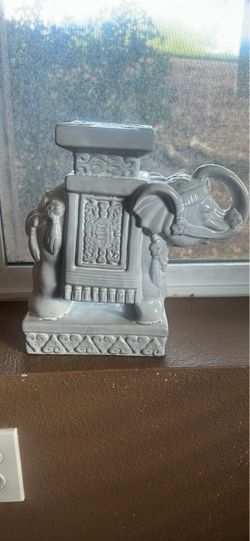 Vintage White Ceramic Elephant
