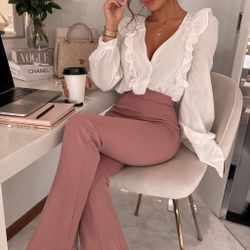 Mauve Flare Work Pants – Boss Babe Office Chic (M)