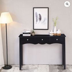 Costway Console Table Hall Side Table Desk Accent w/ 3 Drawers Entryway Black Storage Coffee