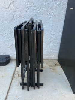 Black Folding TV Tray Tables with Stand