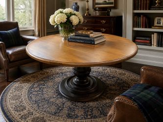 Walnut 5 foot round statement table